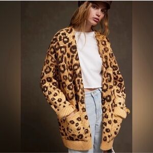 NWOT Free People stateside cardigan in animal print